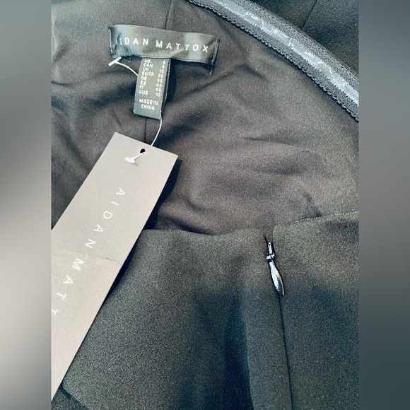 NWT Aidan Mattox Black Asymmetrical Ruffled Gown, One Shoulder Neckline; Size 6 - Picture 5 of 16